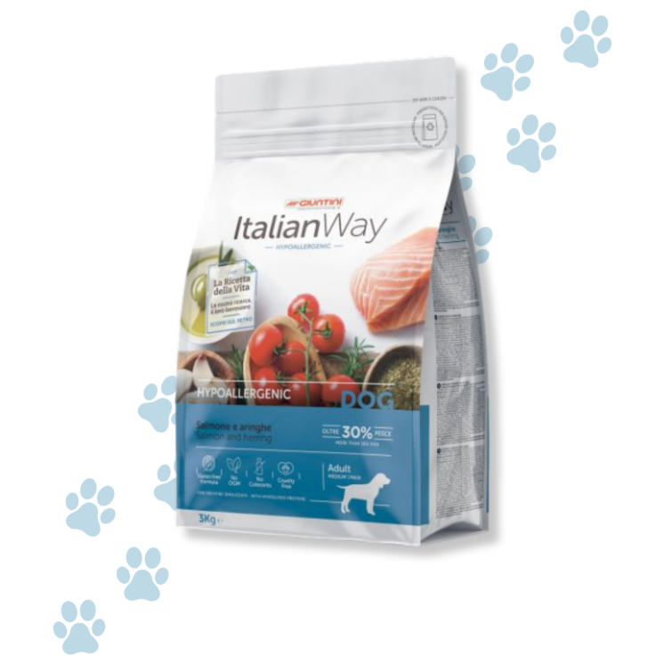 ItalianWay Hypoallergenico - Crocchette Cane Adulto Taglia Media/Grande Salmone e Aringhe