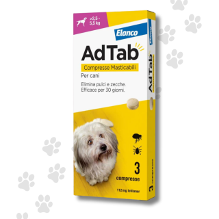 ADTAB Compresse Masticabili Antiparassitario Cani 2,5 - 5,5 Kg