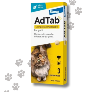 ADTAB Compresse Masticabili Antiparassitario Gatti 0,5 - 2,0 Kg