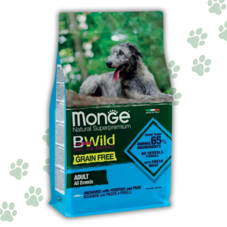 Monge Bwild Grain Free All Breeds Cane Adulto - Acciughe con patate e piselli kg 12