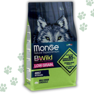 Monge Bwild Low Grain All Breeds Cane Adult Cinghiale - 12 kg