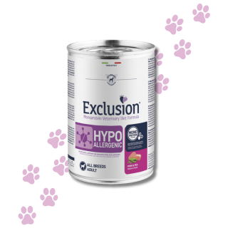 Exclusion Hypoallergenic Umido Cane Adulto Maiale e Piselli