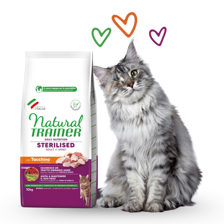 Natural Trainer Sterilised Gatto Adulto Tacchino