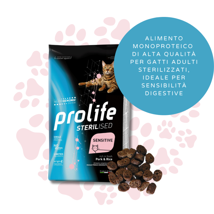 Prolife Sensitive Sterilised Gatto Adulto Maiale/Riso