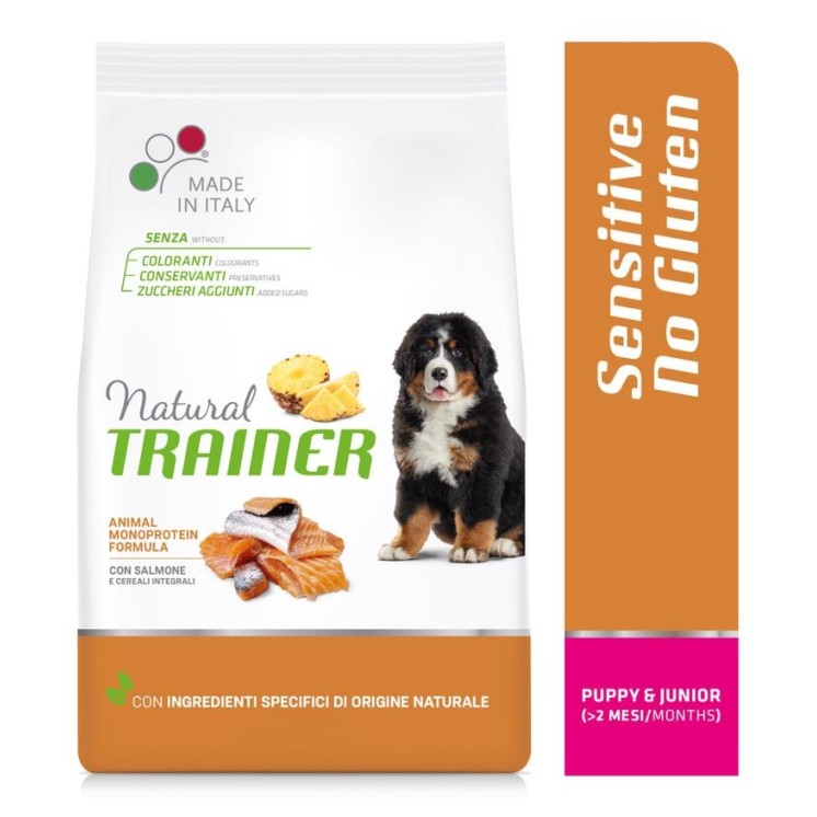 Natural Trainer Sensitive No Gluten Puppy & Junior Medium/Maxi Monoproteico Salmone