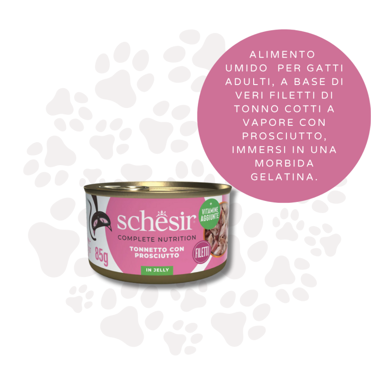 Schesir Gatto Adulto Tonnetto con Prosciutto Gelatina 85g