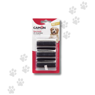 Camon Sacchetti di Ricambio Neri Cane 3 Rotoli x 20 Sacchetti